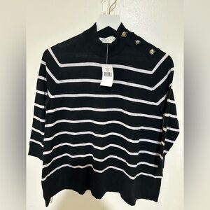 NWT Kate Spade Black and White Striped Sweater - small